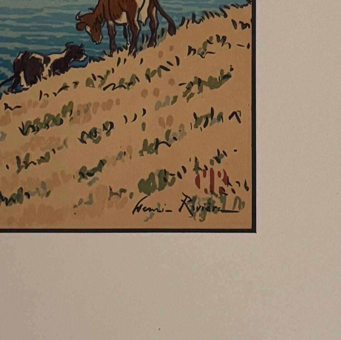 Lithographie par Henri Rivière Le Trieux à Kermarie