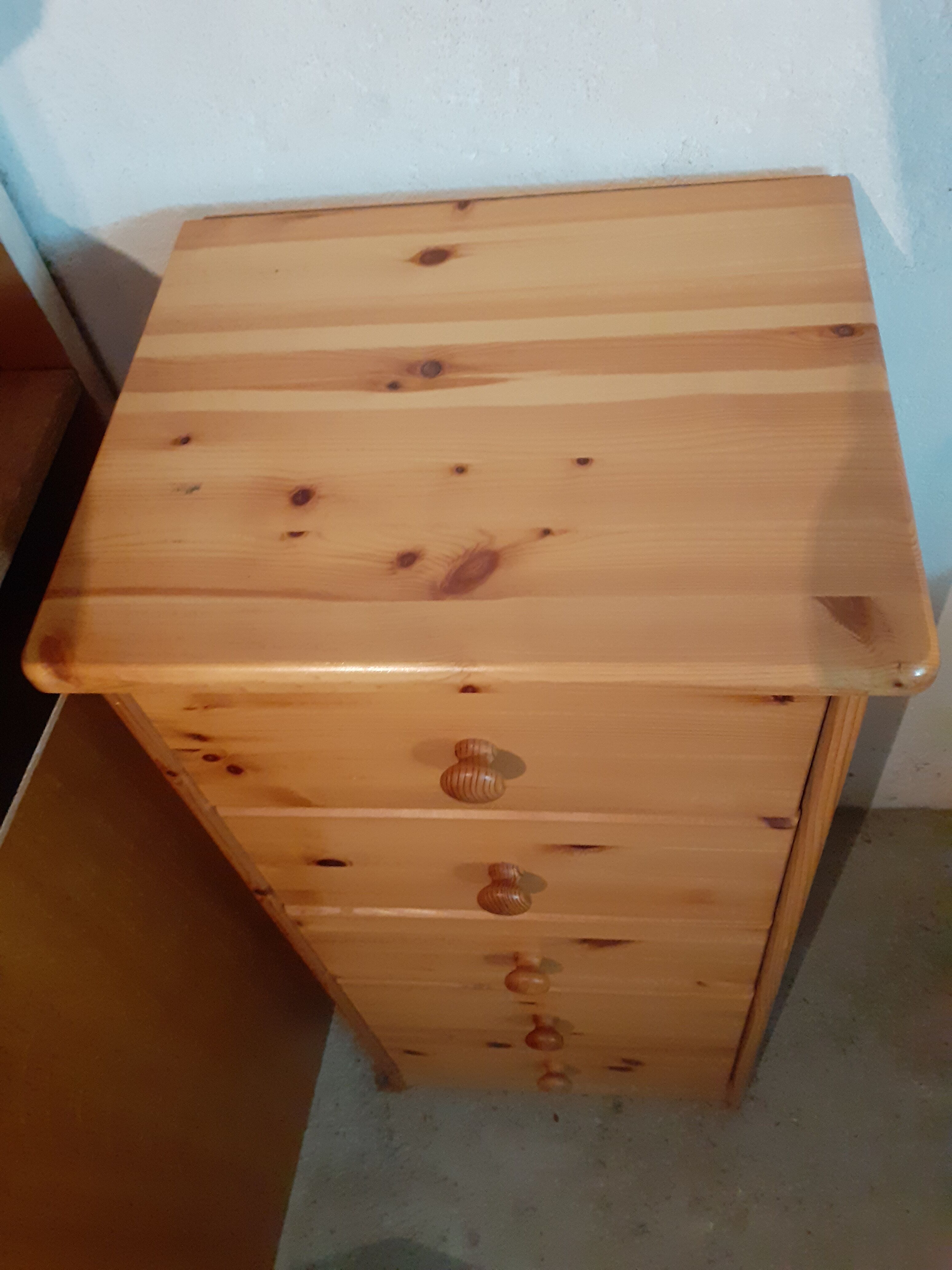 Chest of drawers pine column 5 drawers