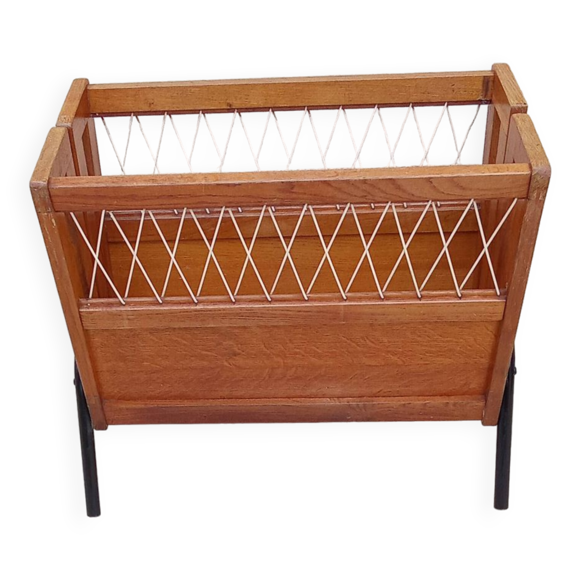 Coffre a jouets bois scoubidou vintage