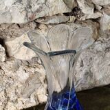 Large vintage blue glass vase