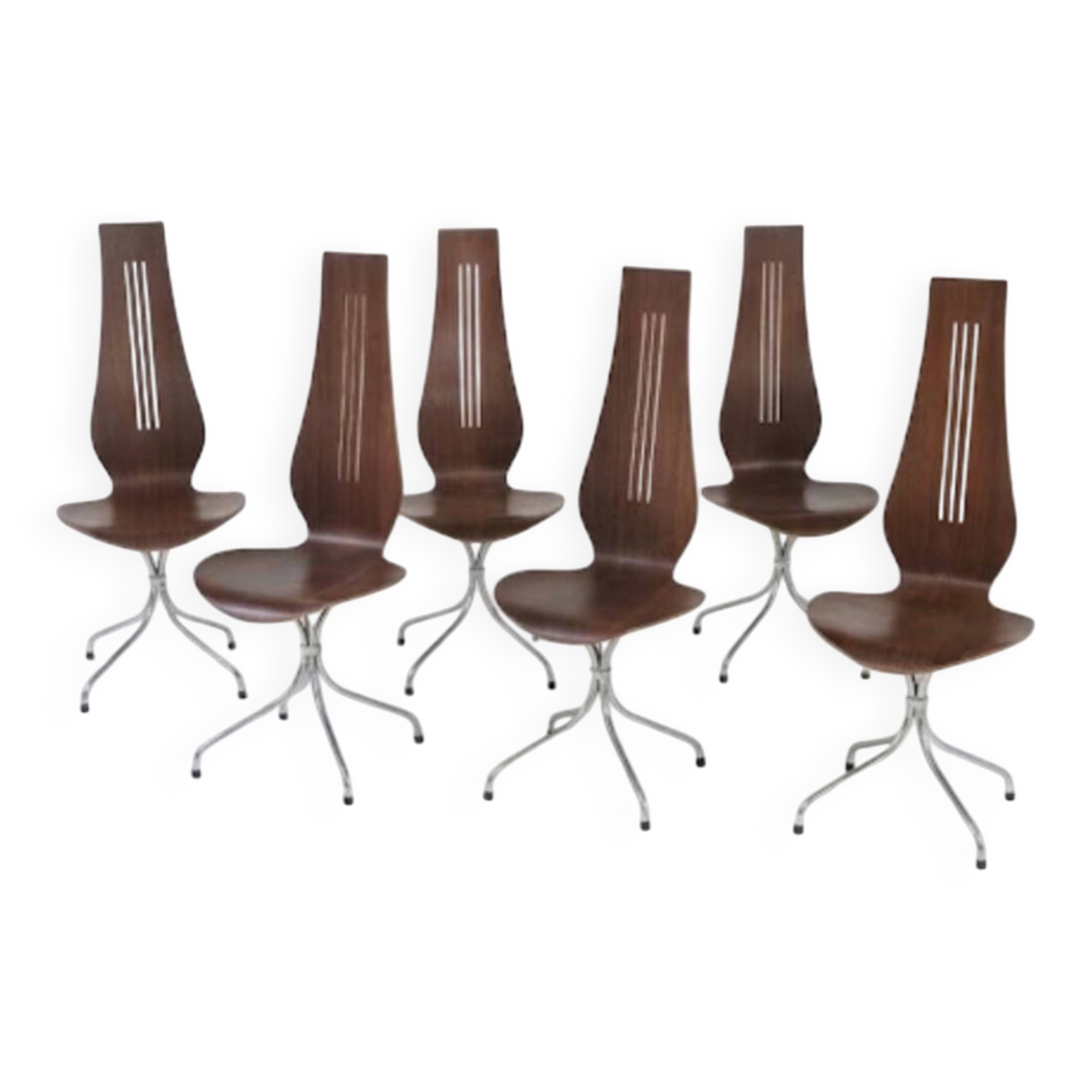 6 chaises M352 dites Lyre par Théo Häberli, Suisse vers 1968