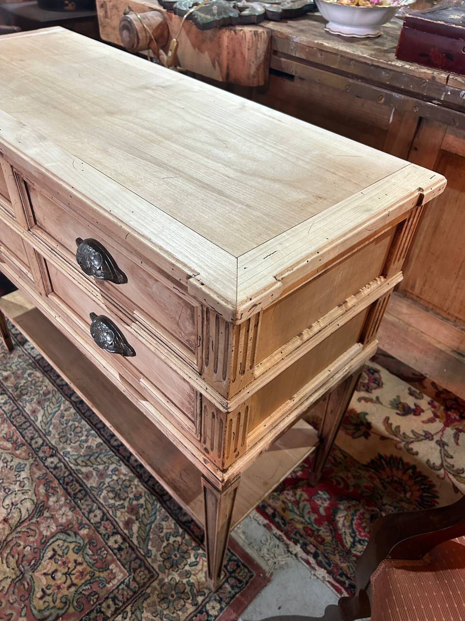 Louis XVI style console in pickled cherry