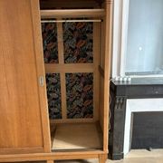 Large vintage Scandinavian wardrobe with 3 sliding doors.