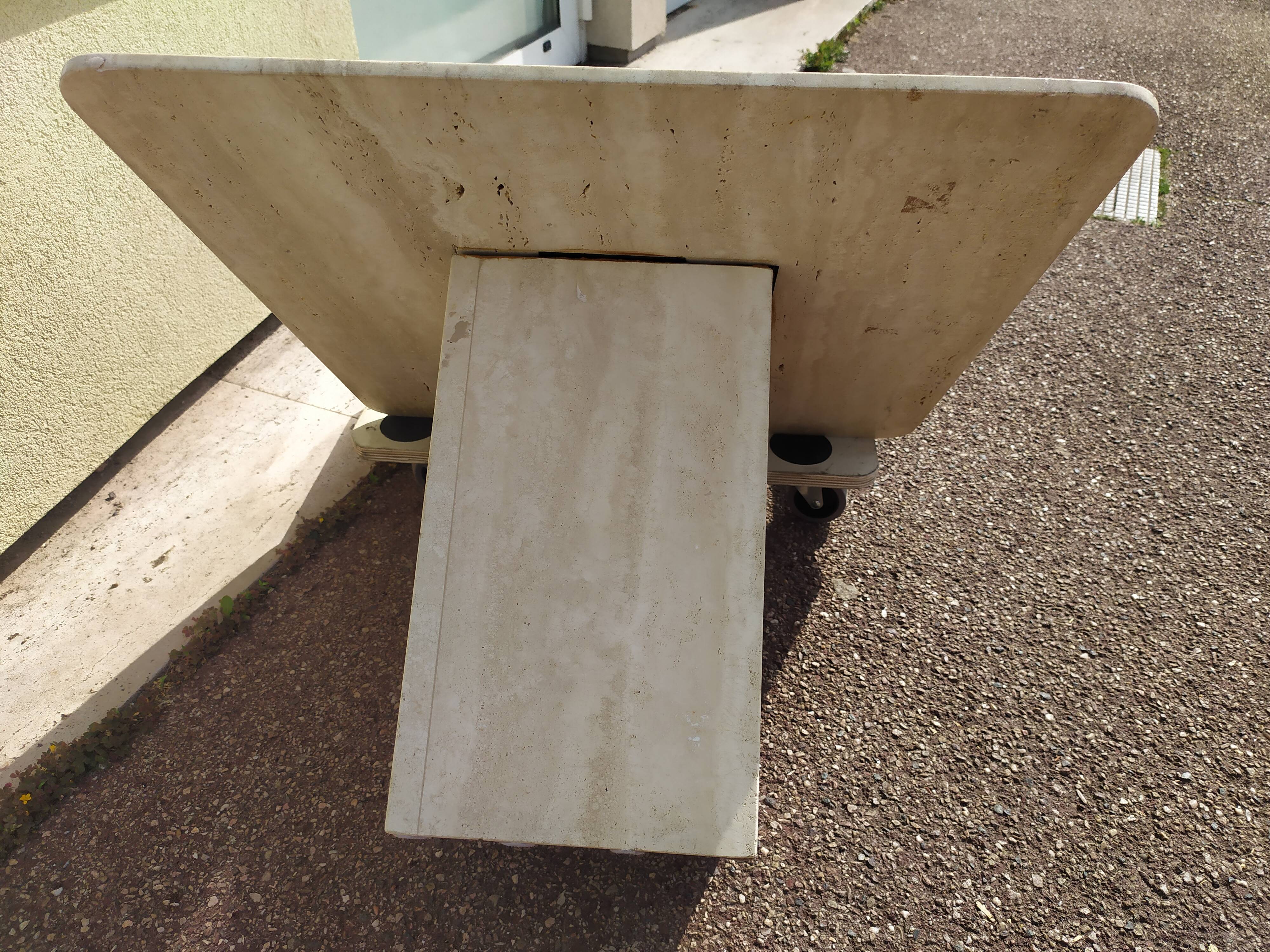 Square travertine coffee table