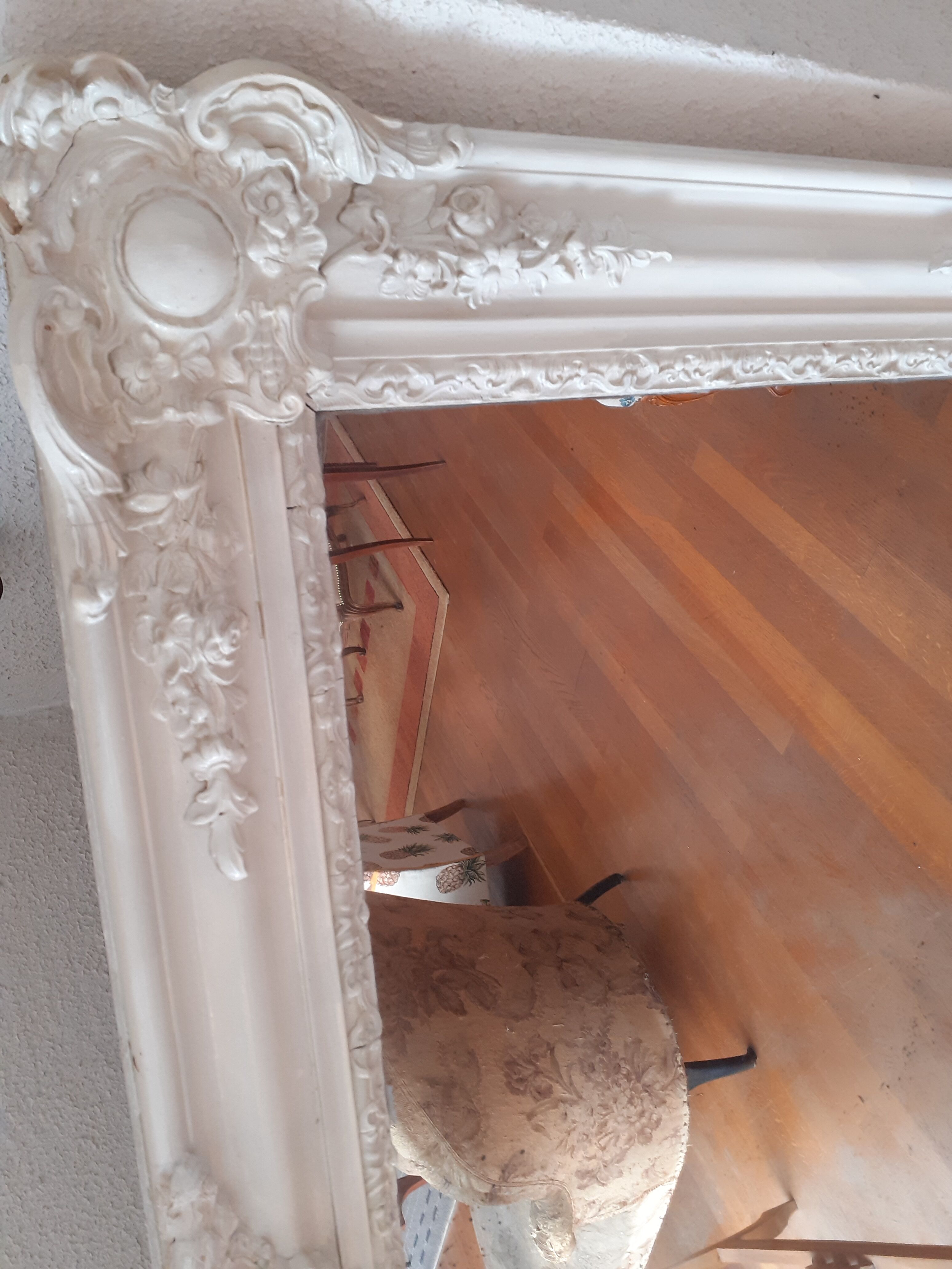 Fireplace mirror painted white 102x130cm