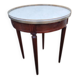 Table bouillotte ancienne avec plateau marbre style louis xvi