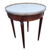 Table bouillotte ancienne avec plateau marbre style louis xvi