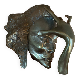 Bronze sculpture entitled meditation by Yves Lohe