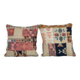 Set of 2 vintage kilim cushion covers 51x51 cm