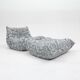 Togo lounge chair and pouf in patterned fabric by Michel Ducaroy for Ligne Roset, 1973, set of 2