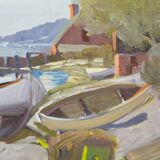 Hjamar Lindblom, Swedish Modern Landscape, 1960s, Oil on Canvas, Framed