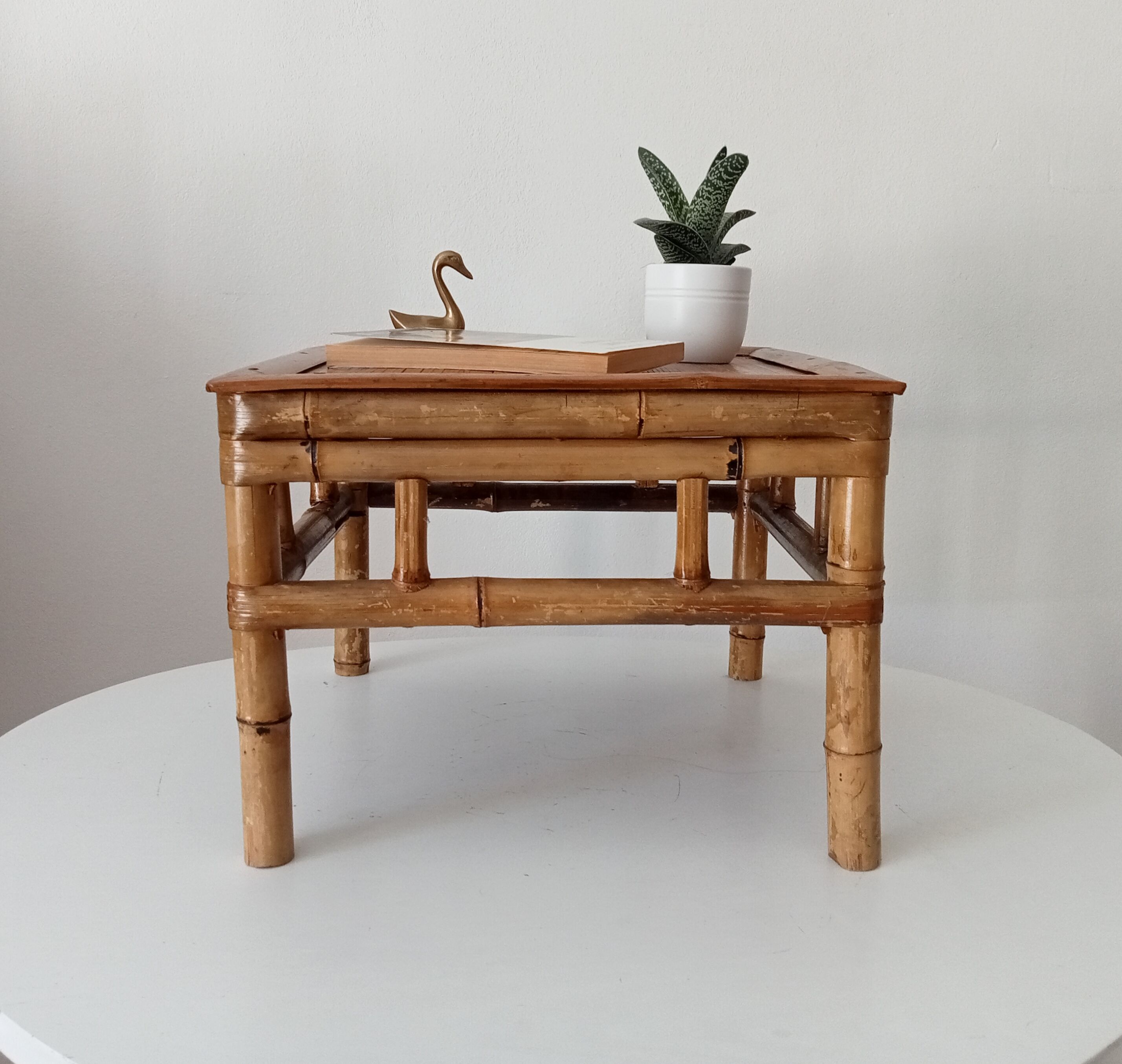 Vintage bamboo bedside table from the 70s.