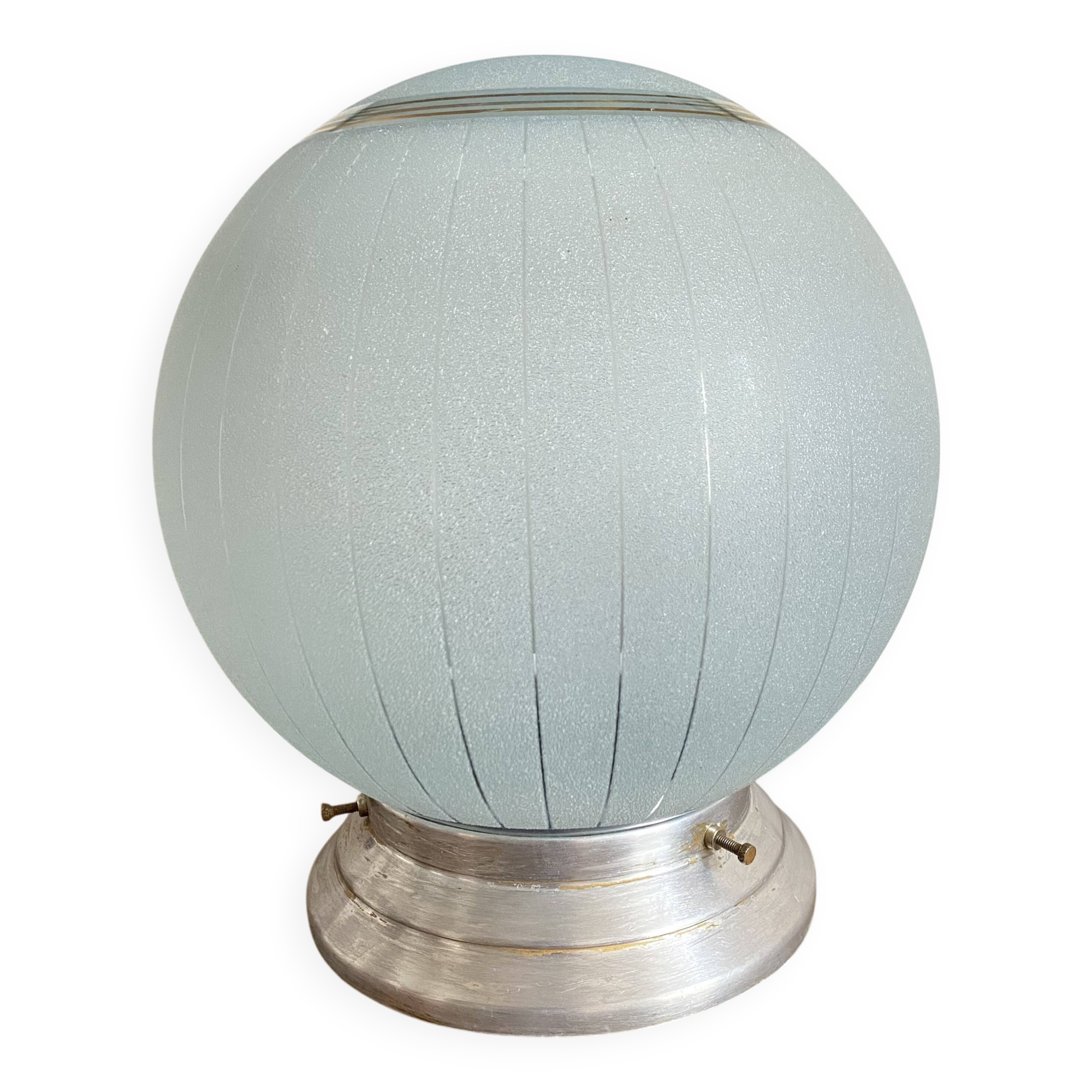 Art Deco blue granite and gold ball ceiling light