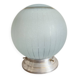 Art Deco blue granite and gold ball ceiling light