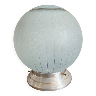 Art Deco blue granite and gold ball ceiling light