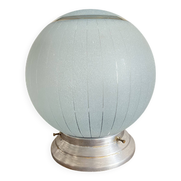 Art Deco blue granite and gold ball ceiling light