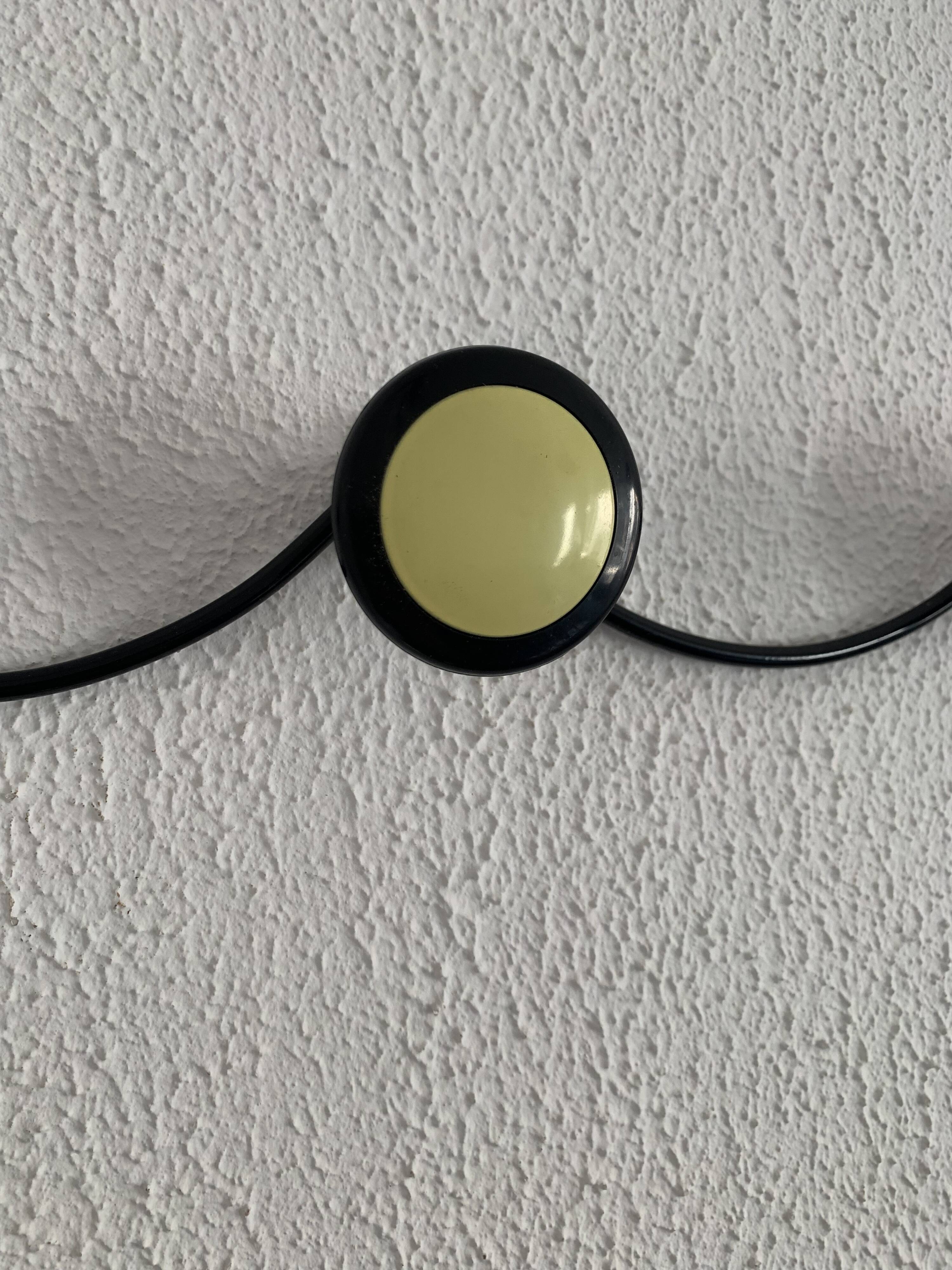 Vintage 1960s banana yellow wall coat rack with 4 hooks - 65 x 7 cm