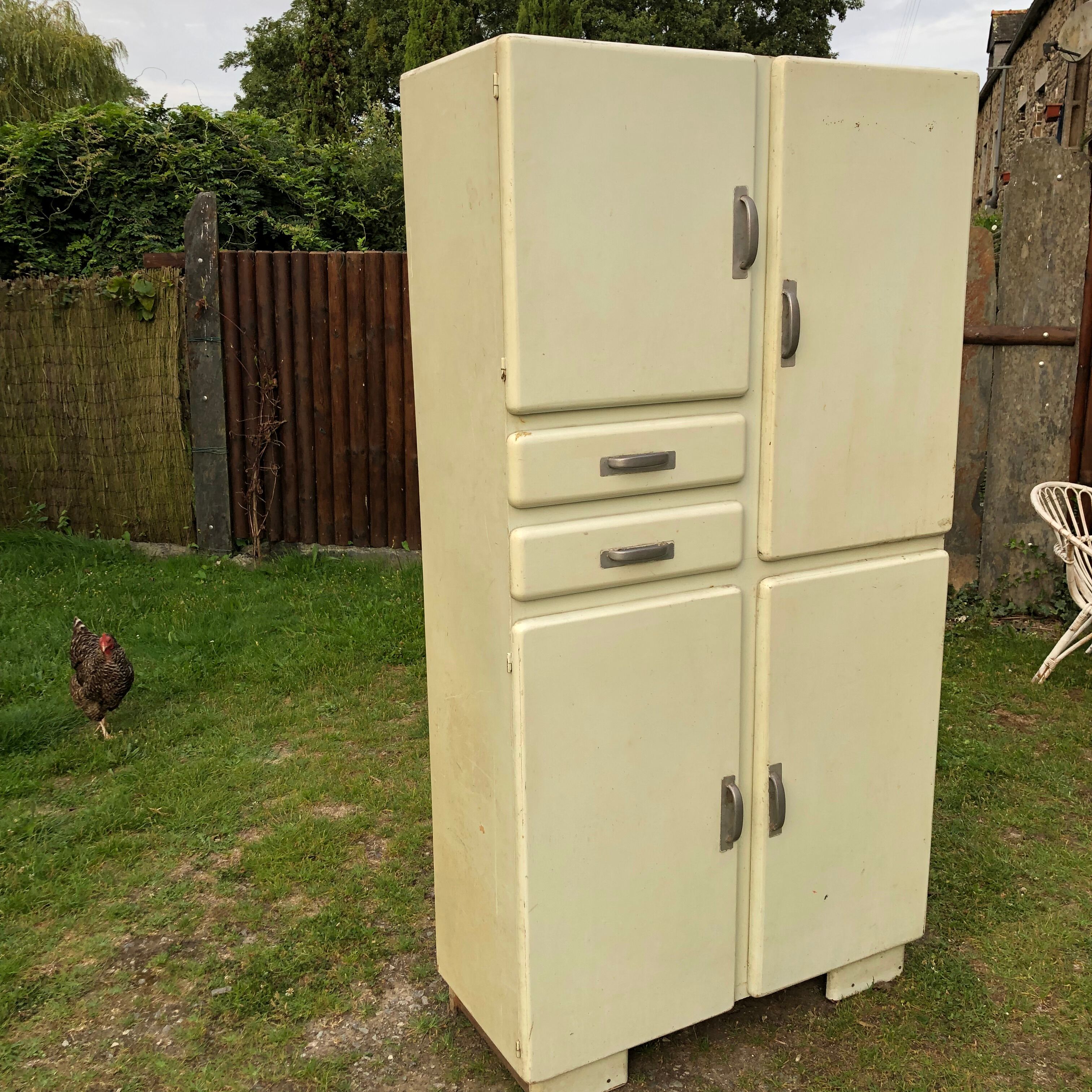 Vintage Mado sideboard with 4 doors and 2 drawers in beige lacquered plywood