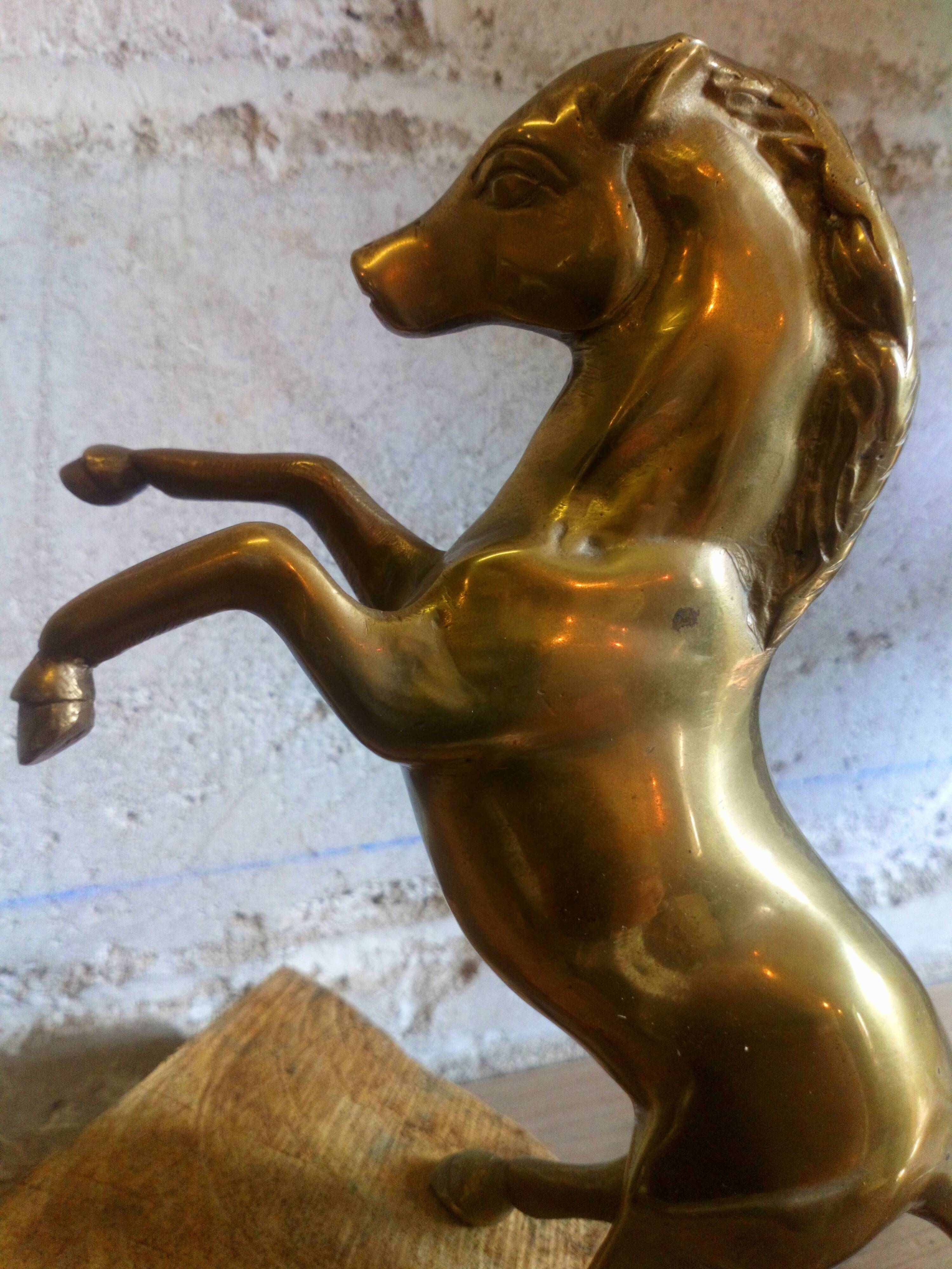 Cheval cabré en laiton massif