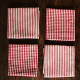 A set of 4 red gingham striped napkins