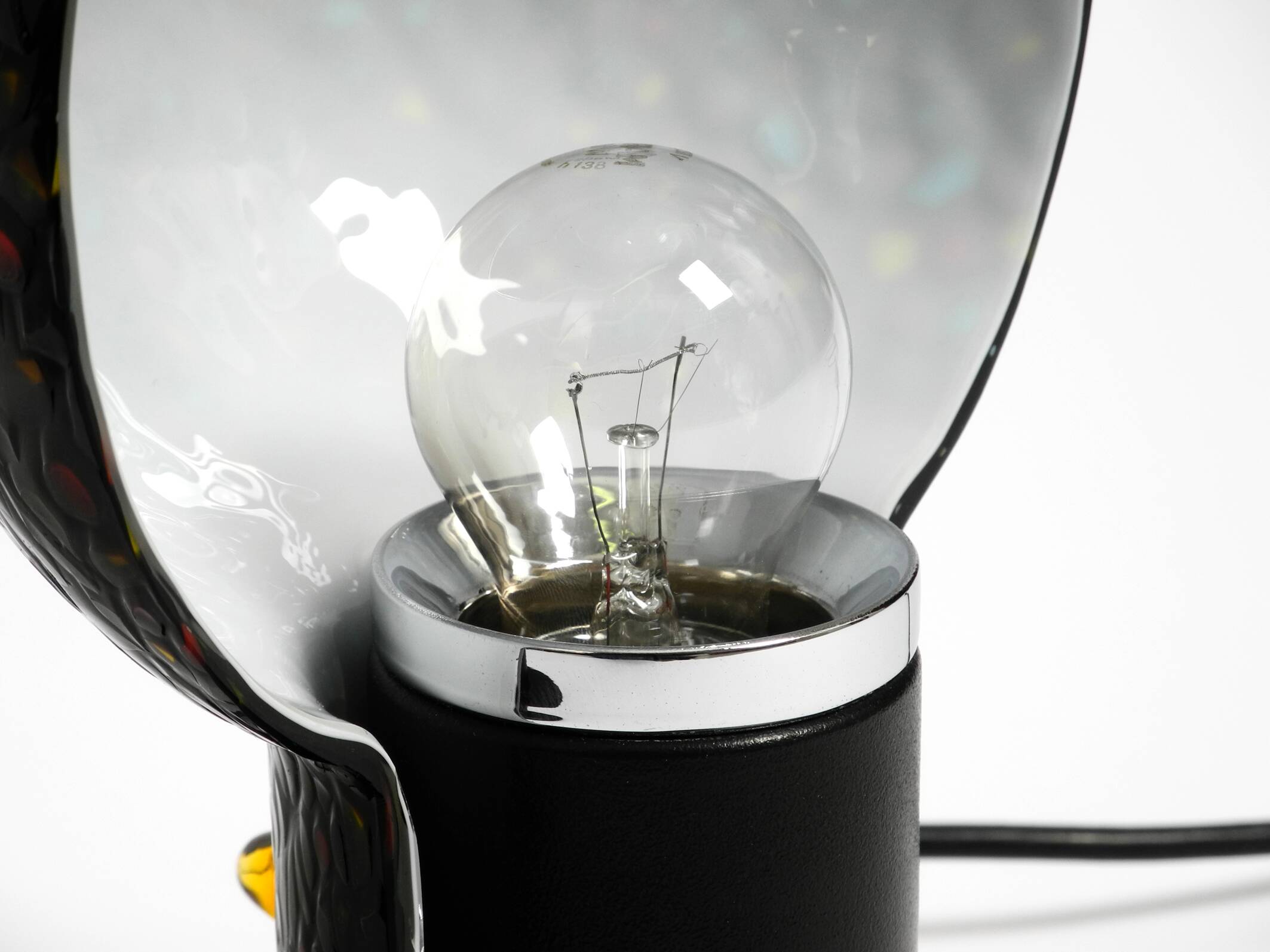 Pair of large 1980s Italian table lamps made of colorful multi-layer Murano