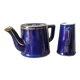 Small blue and gold teapot - milk pitcher - cobalt blue earthenware 1930