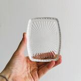 Antique butter or jam dish in silver-plated metal and chiseled glass