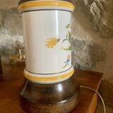 Ceramic and wood table lamp