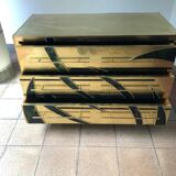 Commodity three brass drawers and tinted glass 1985