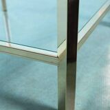 Minimalist coffee table in brass and glass, Regency style from the 1970s.