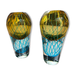 paire de vases en verre de Murano années 60