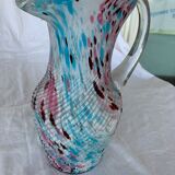 Pink blue pitcher in Murano glass