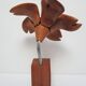 Lampe fleur bois massif vintage années