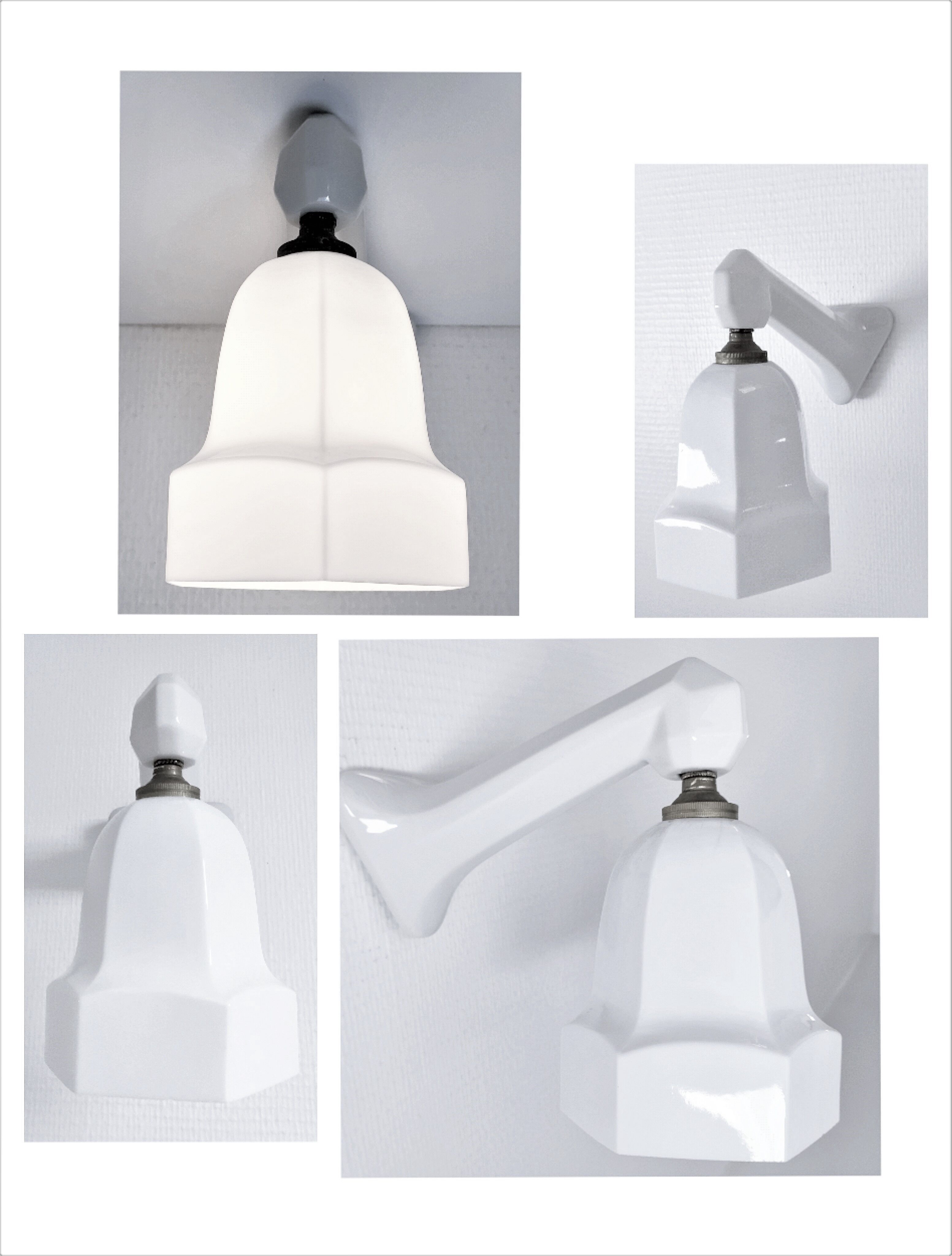 Wall lamp Art Deco opaline porcelain years 20-30