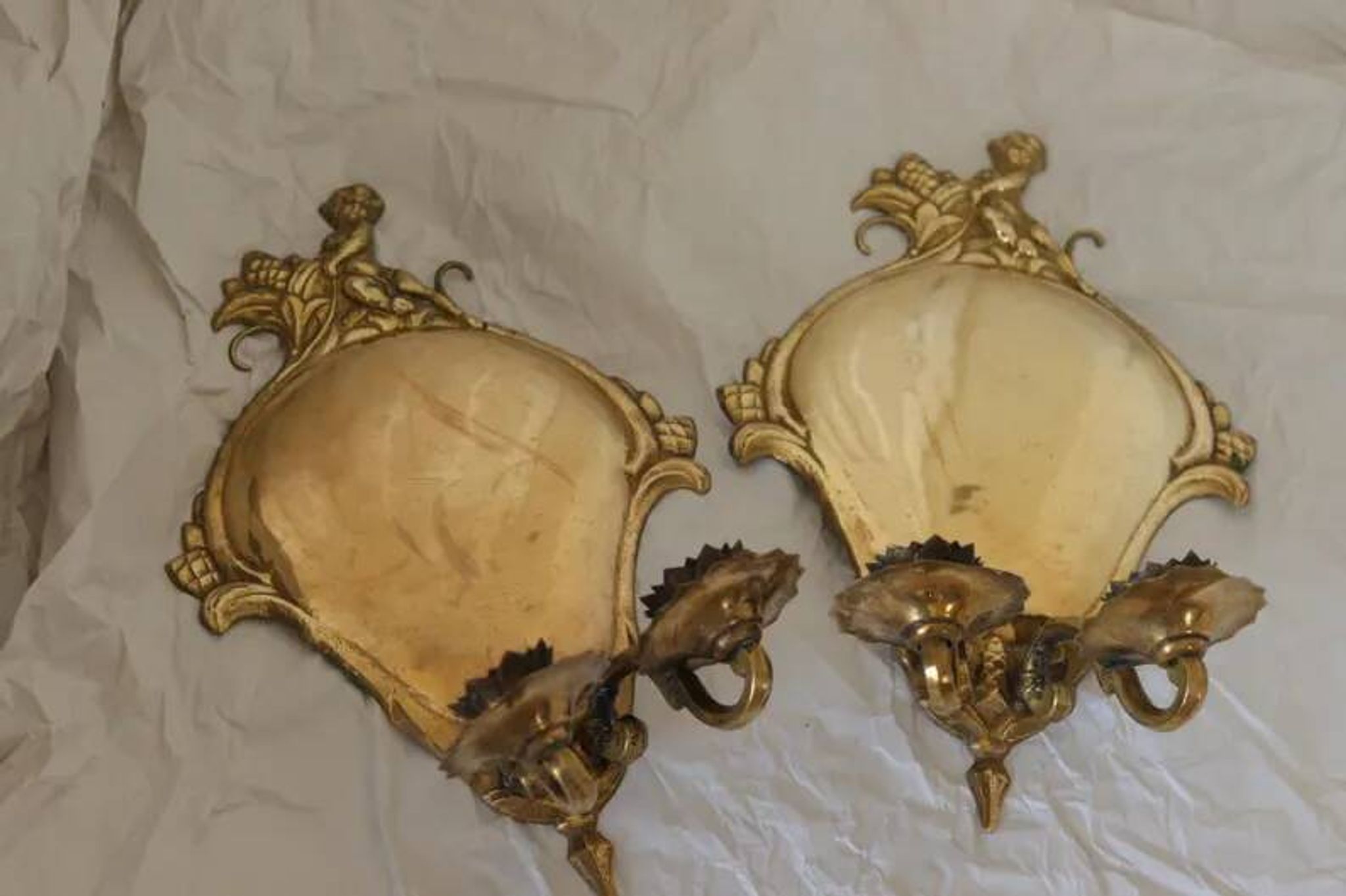 Pair Of Mid Century Swedish Brass Sconces