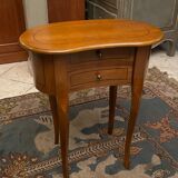 End of sofa side table bedside shape kidney walnut blond style Transition