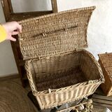 Wicker basket with convex lid