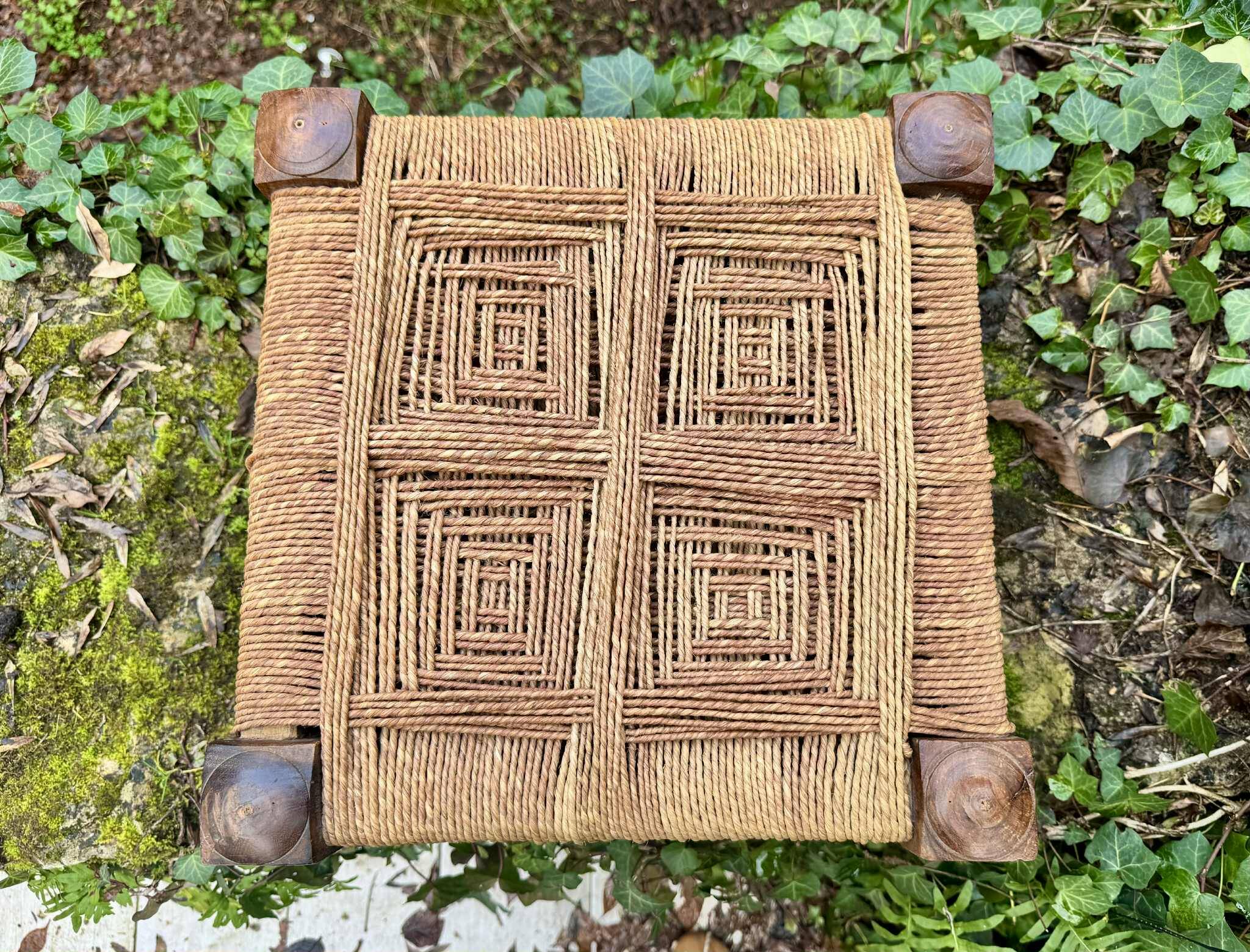 Large Indian rope stool from the early 20th century.