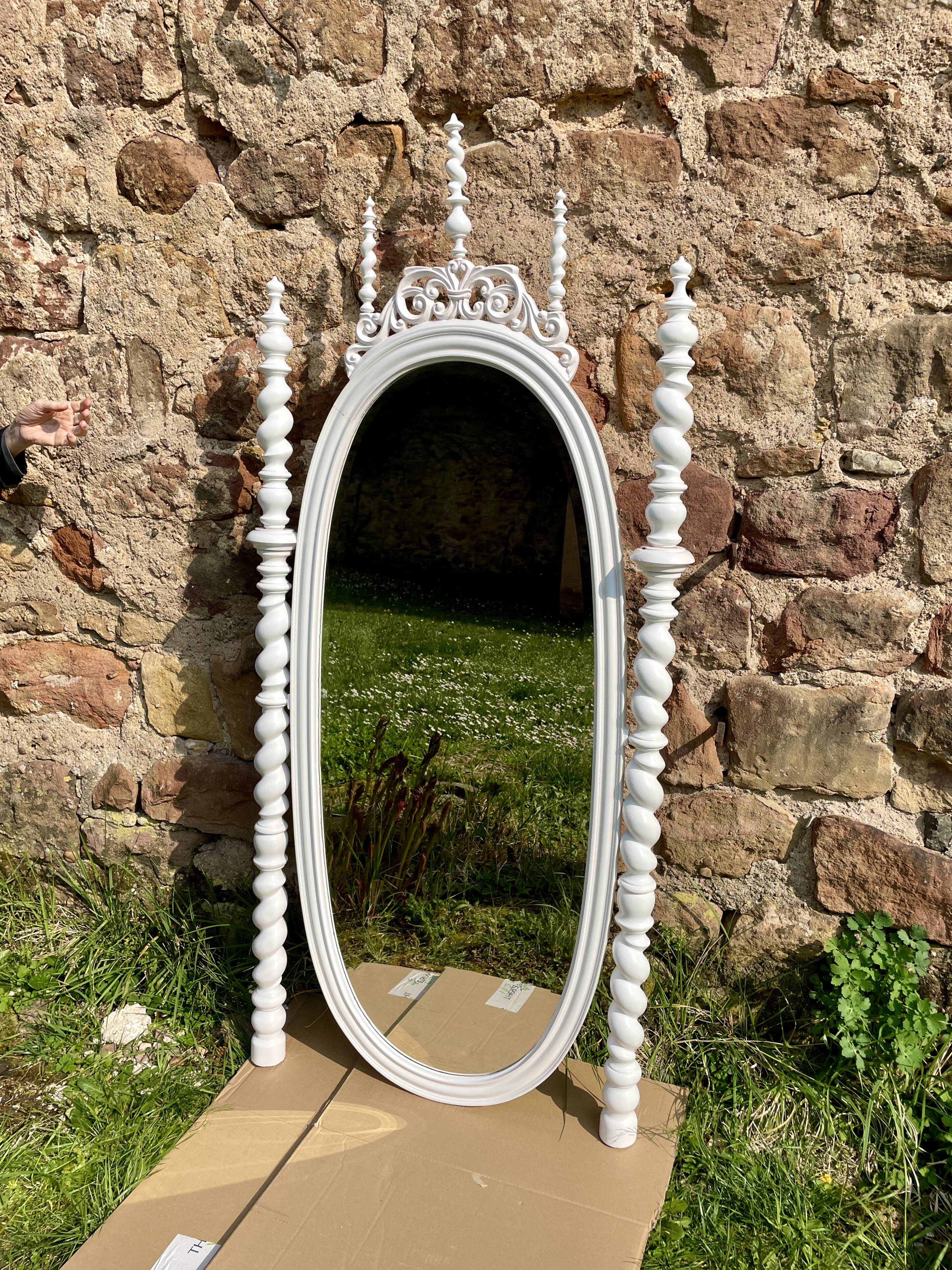 Late 19th century Portuguese wooden mirror, Bilros style - Rare