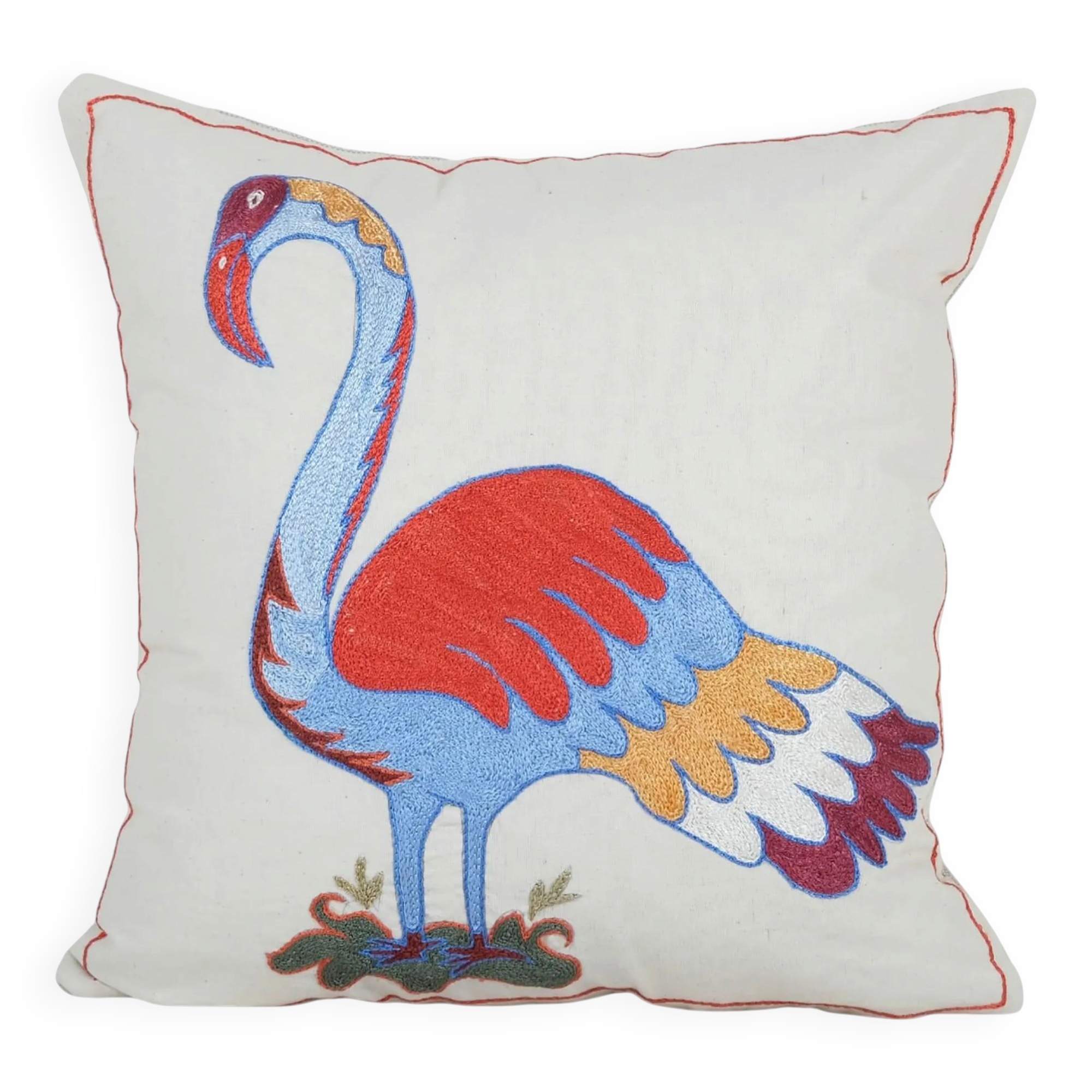 Vintage embroidered cushion cover 46x46 cm