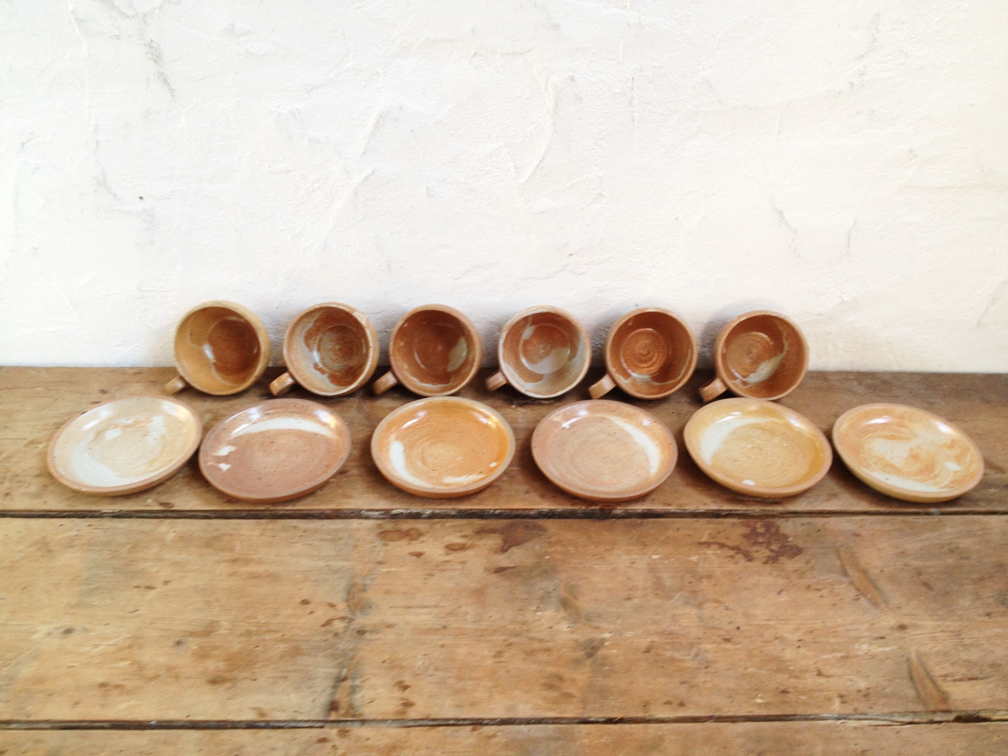 Vintage sandstone coffee cup set