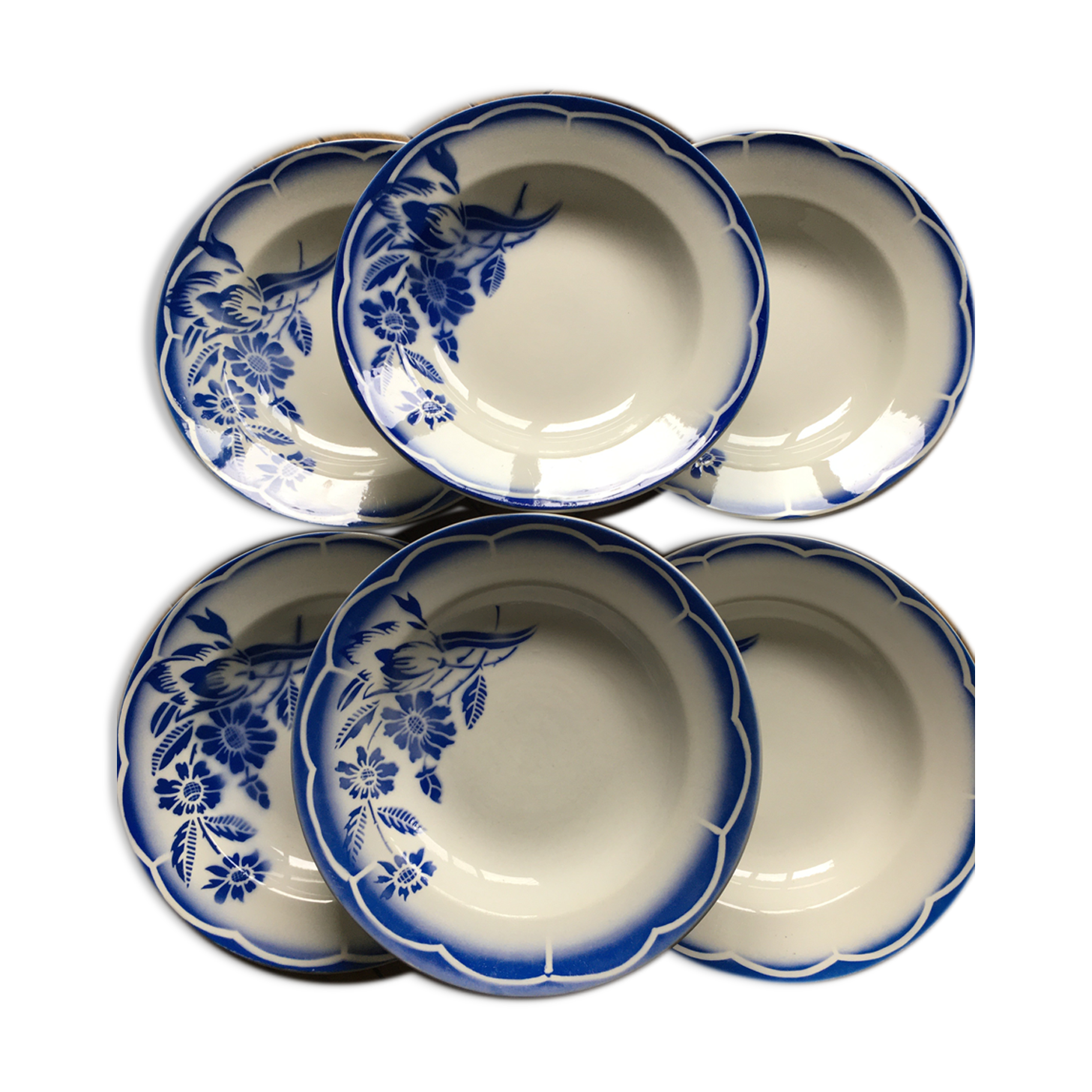 6 hollow plates Sarreguemines Model André