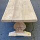 Grande table de monastère étroite décapée en chêne massif brut 200cm