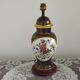 French Limoges Hergé table lamp base with gold highlights and floral decoration.
