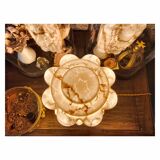 Lampe globe art deco en opaline marbrée rose