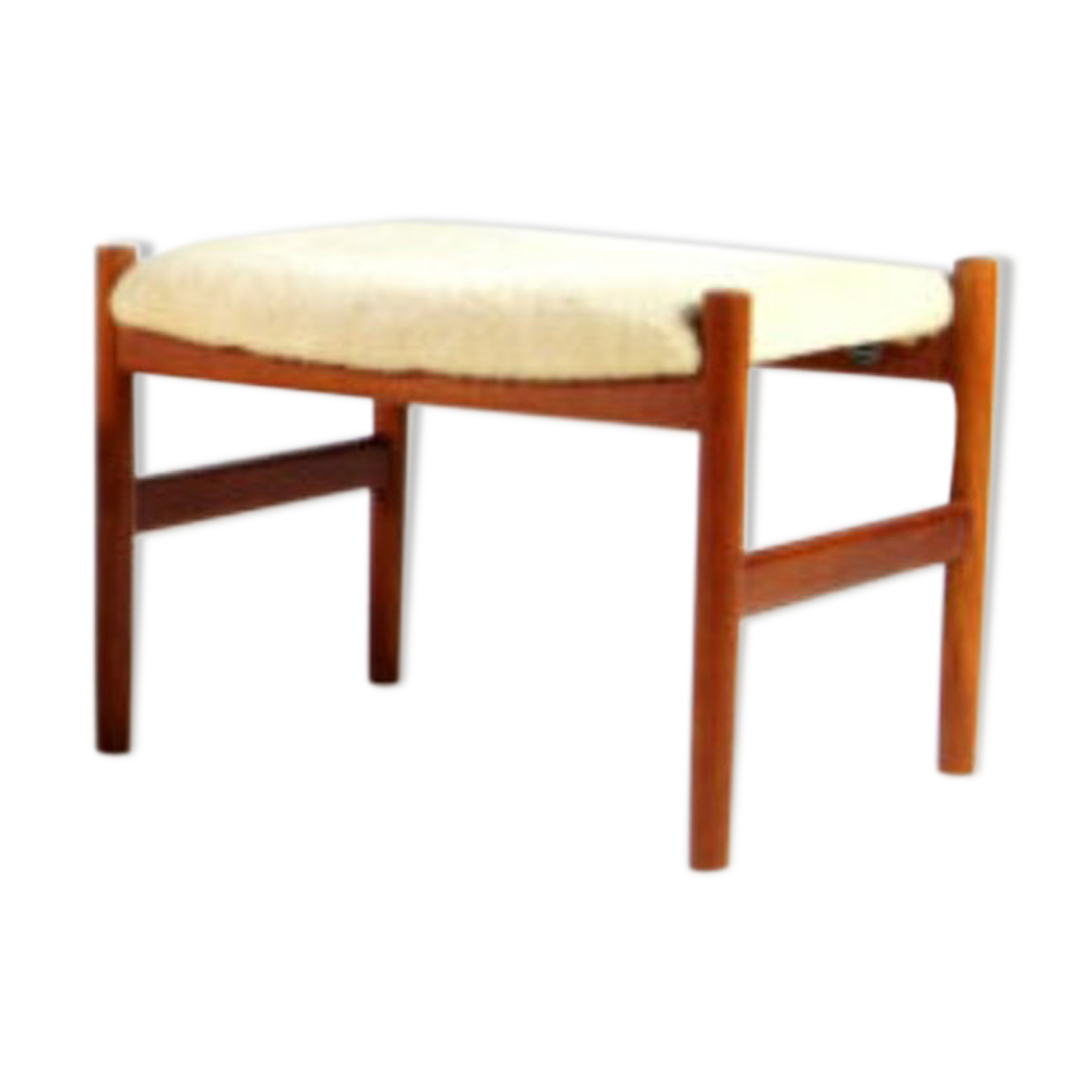 Tabouret en teck laine style danois retro années 60