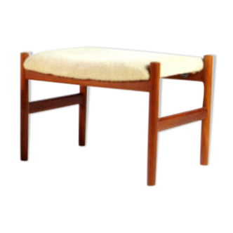 Tabouret en teck laine style danois retro années 60