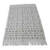 Hand-Knotted Berber Kilim Rug in Wool with Ethnic Pattern in Beige and Grey