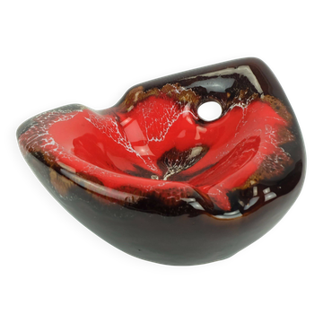 French mid century vintage ceramic bowl vallauris drip glaze organic shape