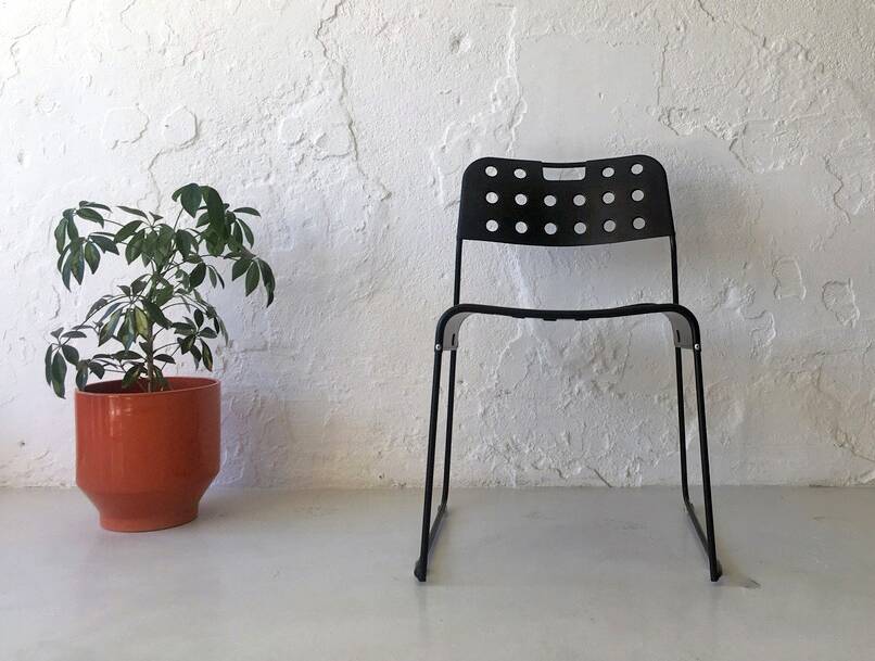 Black metal chair Italy 1970s